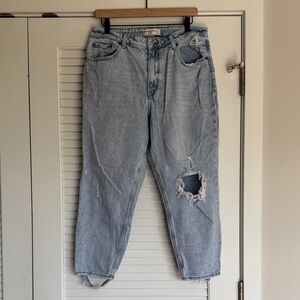 Abercrombie & Fitch curve love the mom high rise distressed jeans